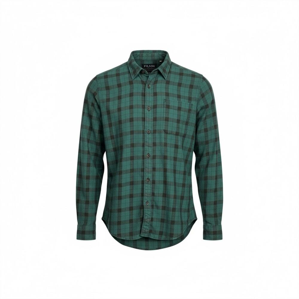 Filson Green Black Flannel Plaid Cotton Women’s Shirt XL Gorpcore